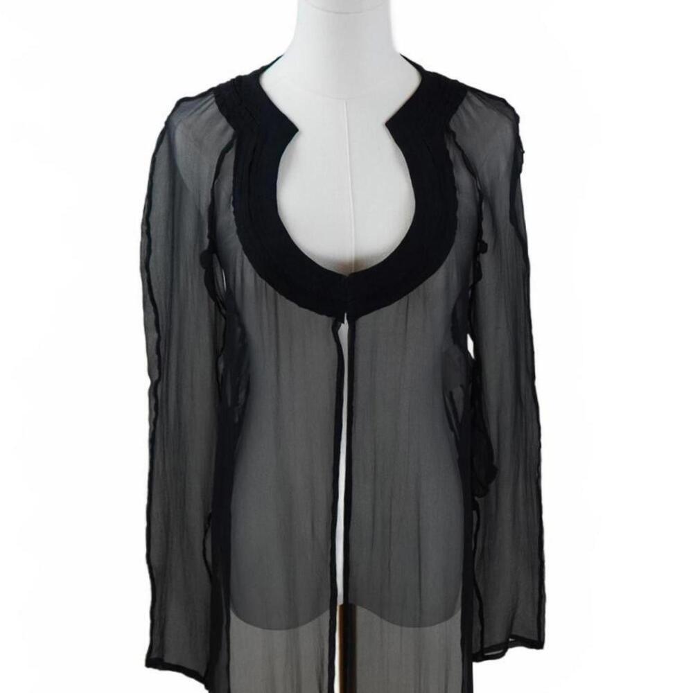 Gucci Tom Ford Devoré Silk Sheer Long-Train Top (S/S 2004)